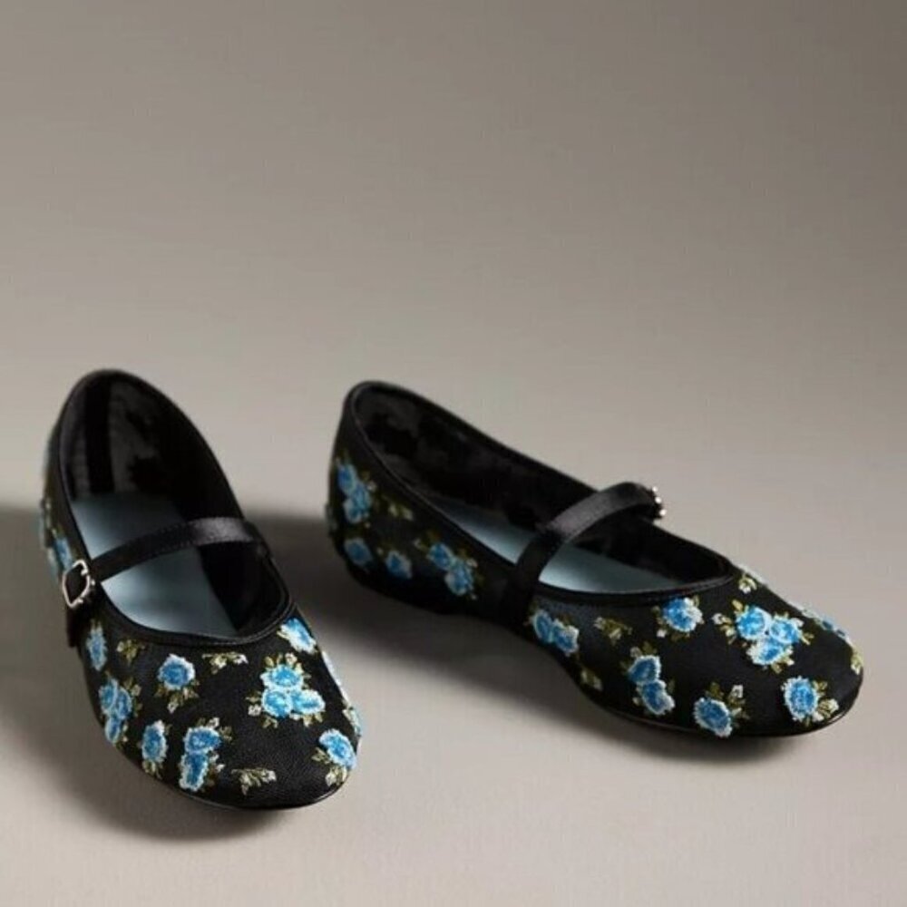For Love & Lemons Evelyn Embroidered Ballet Flats